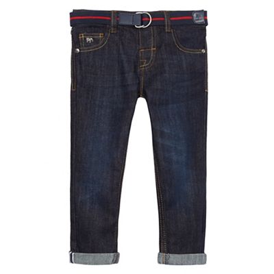 Boys' dark blue slim belted jeans
